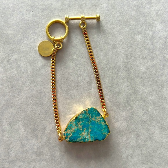 Long Lost Jewelry Rough Cut Turquoise Bracelet - Picture 1 of 7